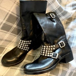 BCBGenearation Leather studded biker boot